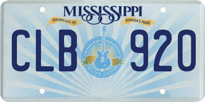 MS license plate CLB920