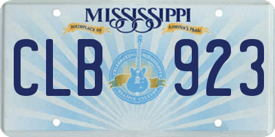 MS license plate CLB923