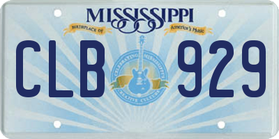 MS license plate CLB929