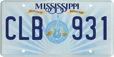 MS license plate CLB931