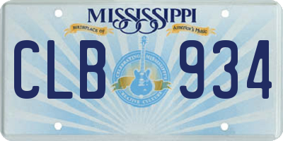 MS license plate CLB934