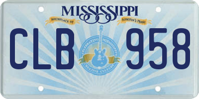 MS license plate CLB958