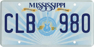 MS license plate CLB980