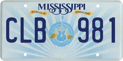 MS license plate CLB981