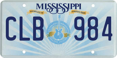 MS license plate CLB984