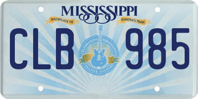 MS license plate CLB985