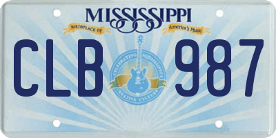 MS license plate CLB987