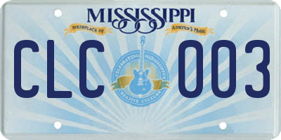 MS license plate CLC003