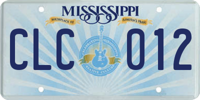 MS license plate CLC012
