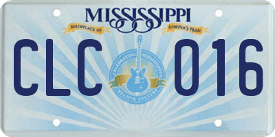 MS license plate CLC016