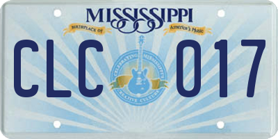 MS license plate CLC017