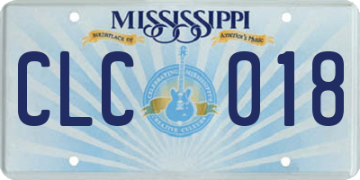 MS license plate CLC018