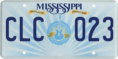 MS license plate CLC023