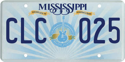 MS license plate CLC025