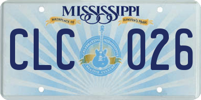 MS license plate CLC026