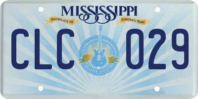MS license plate CLC029