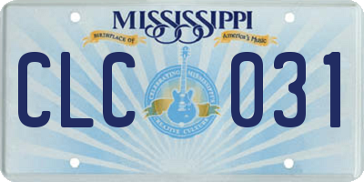 MS license plate CLC031