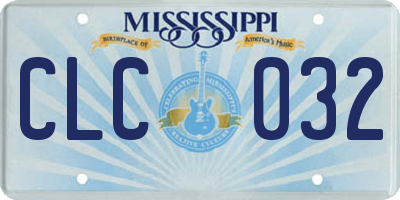 MS license plate CLC032
