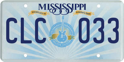 MS license plate CLC033