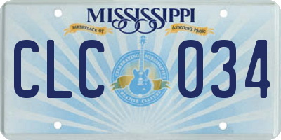 MS license plate CLC034