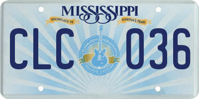 MS license plate CLC036