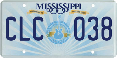 MS license plate CLC038
