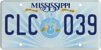 MS license plate CLC039