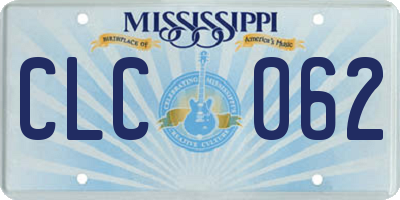 MS license plate CLC062