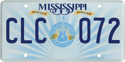 MS license plate CLC072