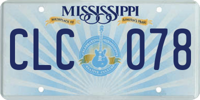 MS license plate CLC078