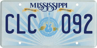 MS license plate CLC092