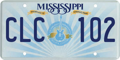MS license plate CLC102