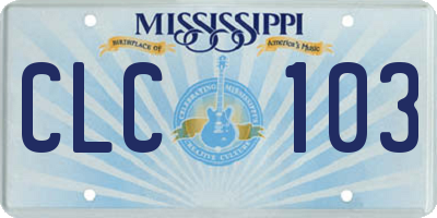 MS license plate CLC103