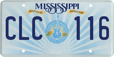 MS license plate CLC116