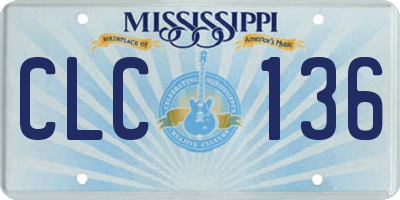 MS license plate CLC136