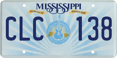 MS license plate CLC138