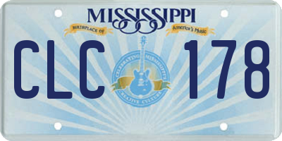 MS license plate CLC178