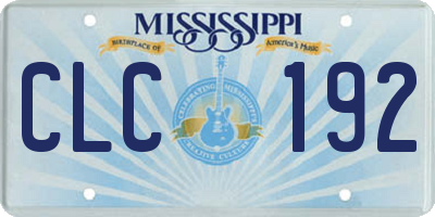 MS license plate CLC192