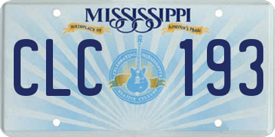 MS license plate CLC193