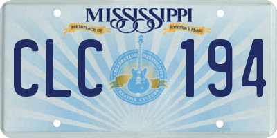 MS license plate CLC194