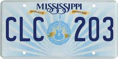 MS license plate CLC203