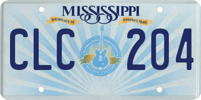 MS license plate CLC204