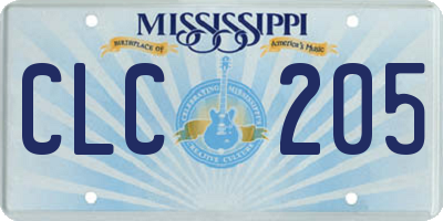 MS license plate CLC205