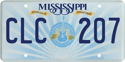 MS license plate CLC207