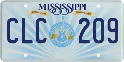 MS license plate CLC209