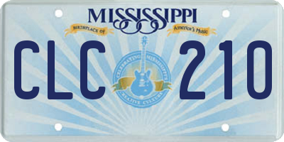 MS license plate CLC210