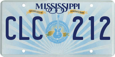 MS license plate CLC212