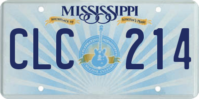 MS license plate CLC214