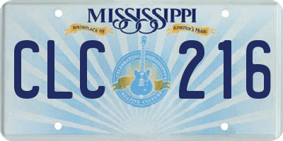 MS license plate CLC216