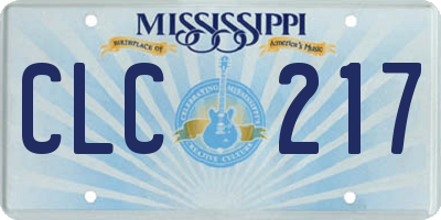 MS license plate CLC217